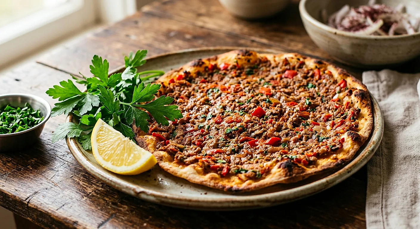 Lahmacun mit Zitrone und Petersilie